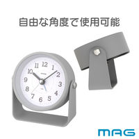 ノア精密 置き時計 モナカ MAG 連続秒針 目覚まし時計 グレー 482657 1個（直送品）