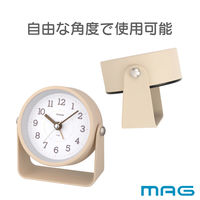 ノア精密 置き時計 モナカ MAG 連続秒針 目覚まし時計 アイボリー 482658 1個（直送品）