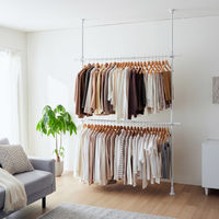 平安伸銅工業 突っ張り ワイド ハンガーラック 2段 幅99~162cm 耐荷重60kg 488274 1個（直送品）