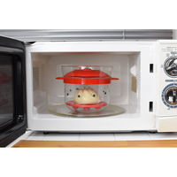 逸品社 電子レンジ用炊飯器 1~2合 ぎゅっとおにぎりさん ガラスのレンジご飯釜 レッド 490879 1個（直送品）