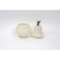 クレエ 小物入れ バスケット 直径16.5cm フルーツシェイプバスケット ペアー 収納ケース 洗える ふた付き 494380 1個（直送品）