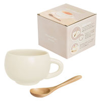 逸品社 スープカップ スプーン付き 300ml maru 陶磁器 オフホワイト 496422 1個（直送品）