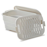 伊勢藤 バケツ 折りたためる つけ置き洗いバケツ 16L 洗濯板 蓋つき 角型 グレー 497029 1個（直送品）