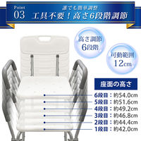 EMA シャワーチェア 肘掛け付き 高さ6段階調節 介護用 SunRuck SR-SBC018KD 1個（直送品）