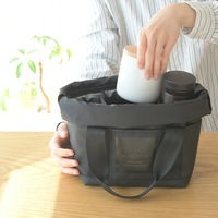 大河商事 保温保冷ランチバッグ 丸洗いOK お弁当バック 保冷 保温 ターポリン生地 黒 monowa007 1個（直送品）