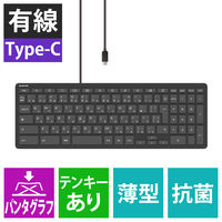 キーボード 有線（USB Type-C接続） WWCB対応 抗菌 パンタグラフ TK-CB01UPKBK ブラック 1個 エレコム