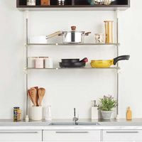 ベストコ ステンレス つっぱりキッチンラック 2段 伸縮棚 ワームグレー NY-1002 4975970253649 1個