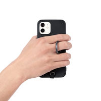 スマホアクセサリ 外付ストラップホール フィンガーリング カラビナ ブラック P-STHFINBK エレコム 1個