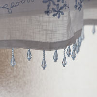 ユニベール リズ2 カフェカーテン 1050×650mm  ブルー 1枚（直送品）