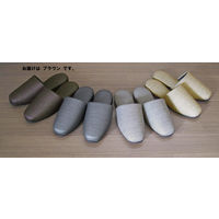 【スリッパ】富士工業 布地風ビニールスリッパ 前閉じ レリゴール ブラウン 23.5～26.5cm 1セット（10足）