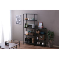 【軒先渡し】アイリスオーヤマ カラーメタルラック ウッドボード付き 幅750×奥行350×高さ1820mm ブラック 1台（直送品）