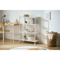 アイリスオーヤマ カラーメタルラック ウッドボード付き 幅750×奥行350×高さ1030mm ホワイト 1台（直送品）