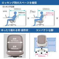 【設置込】プラス Fita2 事務イス 肘なし ハイタイプ ライトグレー×ネイビー KC-FT05MKL DB 1脚（直送品）