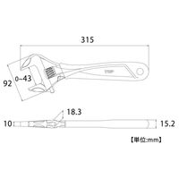 トップ工業 ガタ無しモンキレンチ ワークワイド HM-43MGBK 1丁（直送品）