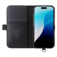 PGA iPhone 16用 フリップカバー [ナイロンメッシュ調/ブラック] ナイロンメッシュ調/ブラック PG-24AFP13BK 1個（直送品）