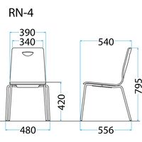 藤沢工業 TOKIO RMシリーズ リフレッシュチェア 合皮張 4本脚 RM-L4L-S ライトブルー/ブラウン 1セット（4脚入）（取寄品）