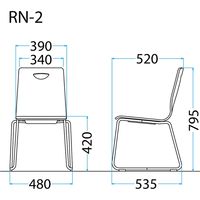 藤沢工業 TOKIO RMシリーズ リフレッシュチェア 合皮張 ループ脚 RM-L2L-S ライトブルー/ブラウン 1セット（4脚入）（取寄品）