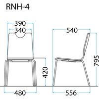 藤沢工業 TOKIO RNHシリーズ リフレッシュチェア 張地なし 4本脚 RNH-L4 ブラウン 1セット（4脚入）（取寄品）