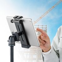 サンワダイレクト タブレットホルダー（三脚ホルダー・iPadホルダー・5インチスマホ対応・12.9インチ対応・金属製・タブレットスタンド） 1個（直送品）