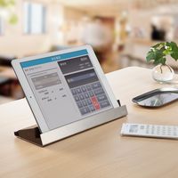 サンワダイレクト タブレット・スマートフォンスタンド(オーク&ステンレス素材) 200-STN020S 1個（直送品）