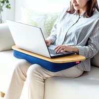 サンワダイレクト ひざ上テーブル（膝上テーブル・ノートパソコン・タブレット・15.6インチ・ラップトップテーブル・木目調・ビーズクッション） 1個（直送品）