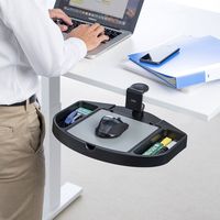 サンワダイレクト マウステーブル（360度回転・クランプ式・小物収納スペース付き） 200-MPD023BK 1個（直送品）