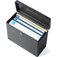 サンワダイレクト 鍵付きファイルボックス（マイナンバー対策・取手付き・書類入れ・A4ファイル収納可能・セキュリティボックス・ブラック） 1個（直送品）