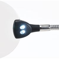 サンワダイレクト スタンドルーペ(拡大鏡・LEDライト付・クリップ対応・レンズ径9cm・クリップ付アーム付属) 400-LPE015 1個（直送品）