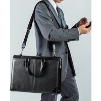 サンワダイレクト ダレスバッグ（ビジネスバッグ・日本製・ショルダーベルト付属・2WAY・デニム使用・鍵付・ブラック） 200-BAG145BK 1個（直送品）
