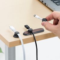 サンワダイレクト マグネットケーブルホルダー(3個入り・マグネットベース・両面テープ貼り付け・ケーブル落下防止・フラットケーブル)（直送品）