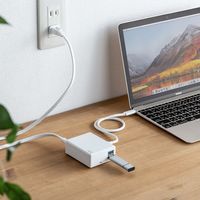 サンワダイレクト USBハブ付きType-C ACアダプタ（ACアダプタ・USBハブ・Type-C・USB Aコネクタ・HDMI出力・USB PD）（直送品）