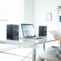 サンワダイレクト ブックシェルフスピーカー(低音高音調整可能・ステレオ・高音質) 400-SP068 1個（直送品）