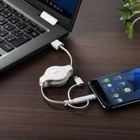 サンワダイレクト 3in1 充電ケーブル ライトニング マイクロUSB USB Type-C巻取りケーブル 500-IPLMM020 1本（直送品）