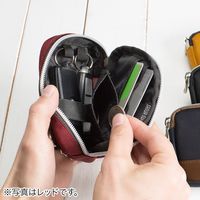 サンワダイレクト スマートキーケース（鍵・スマートキー2個収納・カード収納・小銭入れ・外側ポケット付き・キーリング付属・カラビナフック対応・ブラック）（直送品）