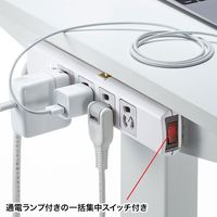 延長コード 電源タップ 3m 3P（ピン） 4個口 スイッチ ライトグレー TAP-SP34MG-3 サンワサプライ 1個