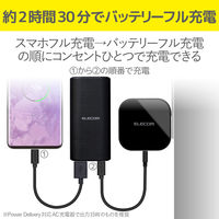 モバイルバッテリー 10000mAh 大容量 PD出力30W タイプC入出×１ USB-A出力×1 急速 ブラック エレコム 1個