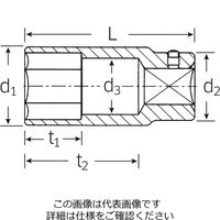 エスコ 3/4”DRx27mm ディープソケット EA617WE-27 1個（直送品）