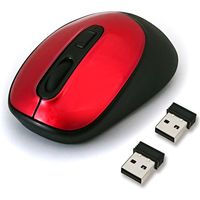 磁気研究所 レシーバー2個付き 3ボタン ブルーLED ワイヤレスマウス レッド HDM-7146RD 1個