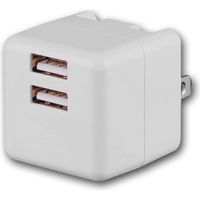 USB充電器 ACアダプター 2ポート（2.4A） 超小型 折りたたみ式 AC充電器 HDACUS2PWH 1個　磁気研究所