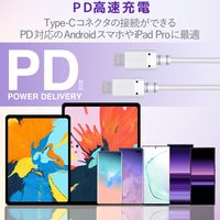 タイプCケーブル (USB-C to C) PD対応 60W USB2.0 1.5m 白 MPA-CC15PNWH エレコム 1本（直送品）