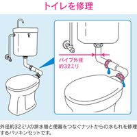 カクダイ ガオナ トイレ洗浄管用パッキン 10枚セット (水もれ修理 排水管 パイプ外径32ミリ用 隅付ロータンク) GA-NE006（直送品）