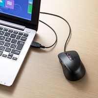 有線マウス　静音　5ボタン　小型サイズ　ブルーLED　MA-BL156BK　サンワサプライ　1個