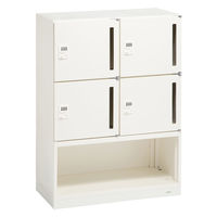 オカムラ スチール収納VILLAGE パーソナルロッカー 4人用 ダイヤル錠 ＋下段オープン ホワイト 幅800×奥行400×高さ1100mm 1台（8梱包）