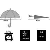 共栄工業 65cm 16本骨 ジャンプ傘 黒 10088 1セット（6本）（直送品）