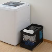 YAMAZEN 【荷物置き】メッシュバスケット M 折りたたみ ブラック HTB-M(BK) 1個