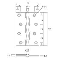 和気産業 ステン厚口丁番 BKー484 102MM ヘアーライン 1個（直送品）