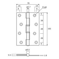 和気産業 ステン厚口丁番 BKー486 102MM ドウ 1個（直送品）