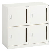 オカムラ スチール収納VILLAGE パーソナルロッカー 4人用 シリンダー錠 ホワイト 本体（下置き） 幅800×奥行400×高さ750mm 1台(7梱包)