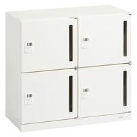 オカムラ スチール収納VILLAGE パーソナルロッカー 4人用 ダイヤル錠 ホワイト 本体（下置き） 幅800×奥行400×高さ750mm 1台(7梱包)