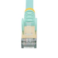 カテゴリ6A対応LANケーブル 2m/アクア Cat6A STP(シールドツイストペア)ケーブル 爪折れ防止カバー付き 6ASPAT2MAQ